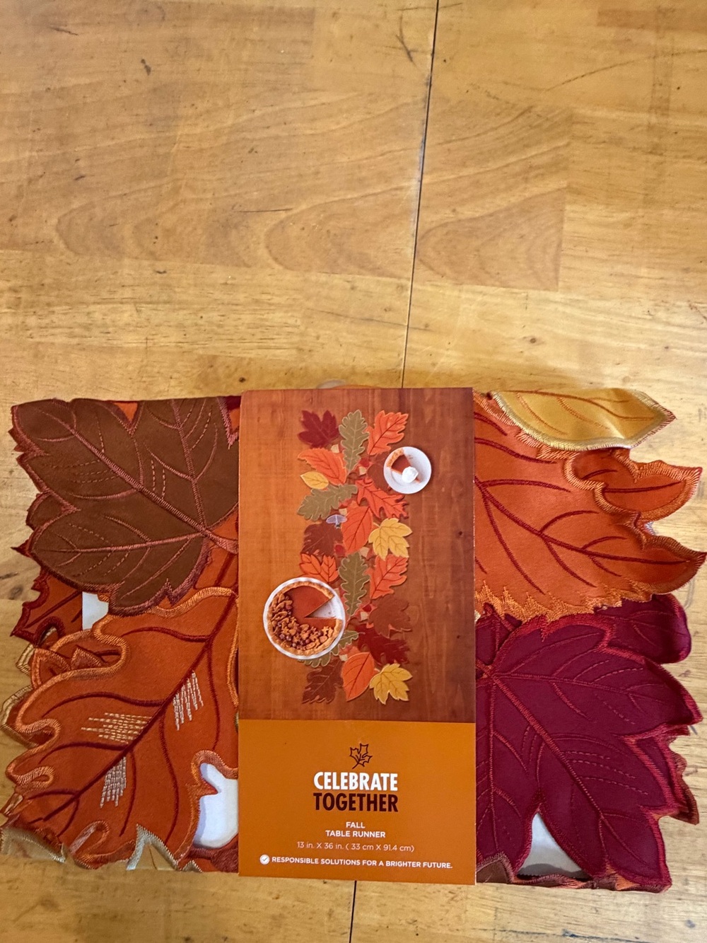 NEW Fall Leaf Cutout Table Runner 13x36